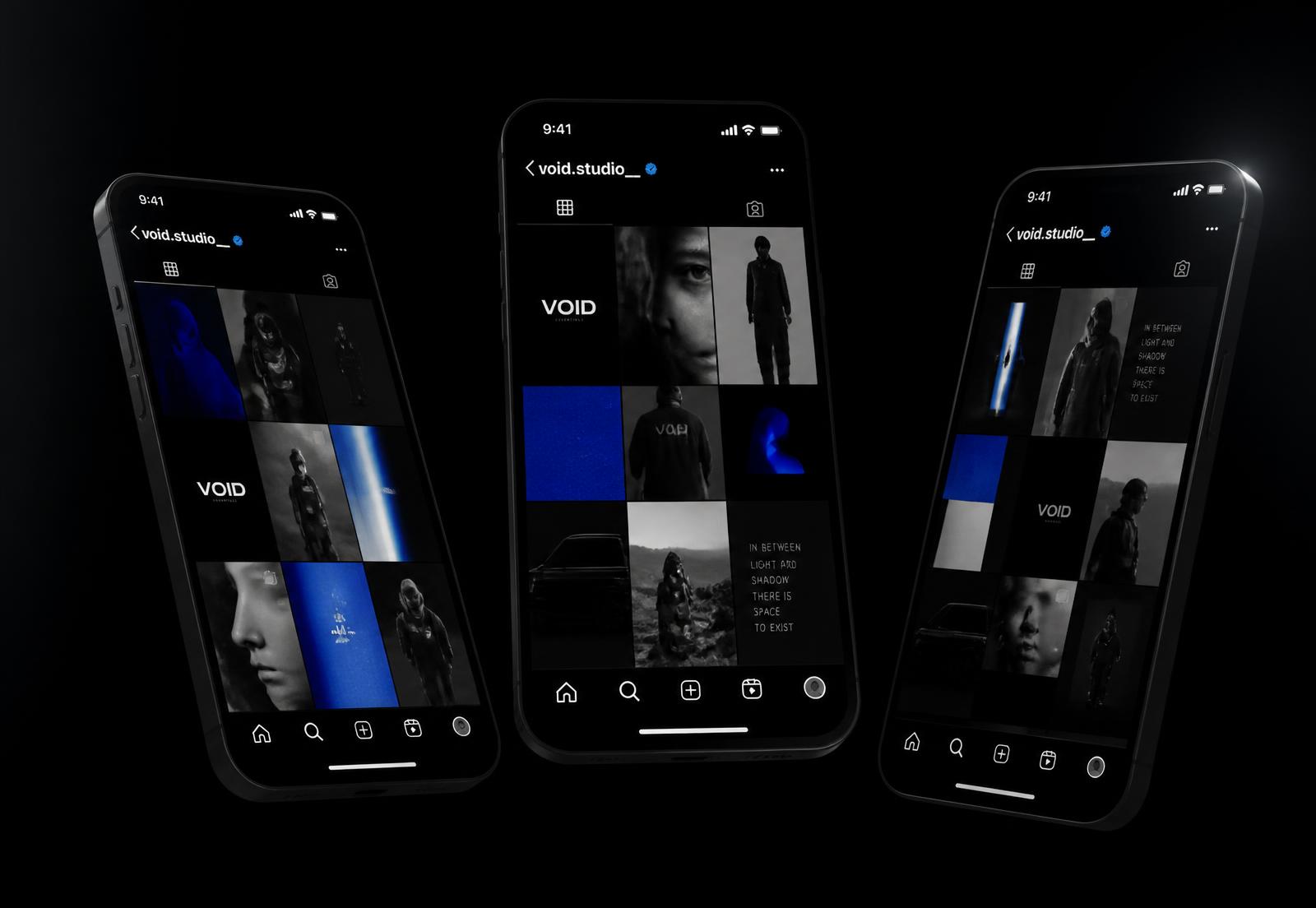 Instagram feed on three phones